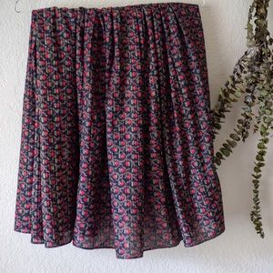 Vintage skirt black with red flowers
